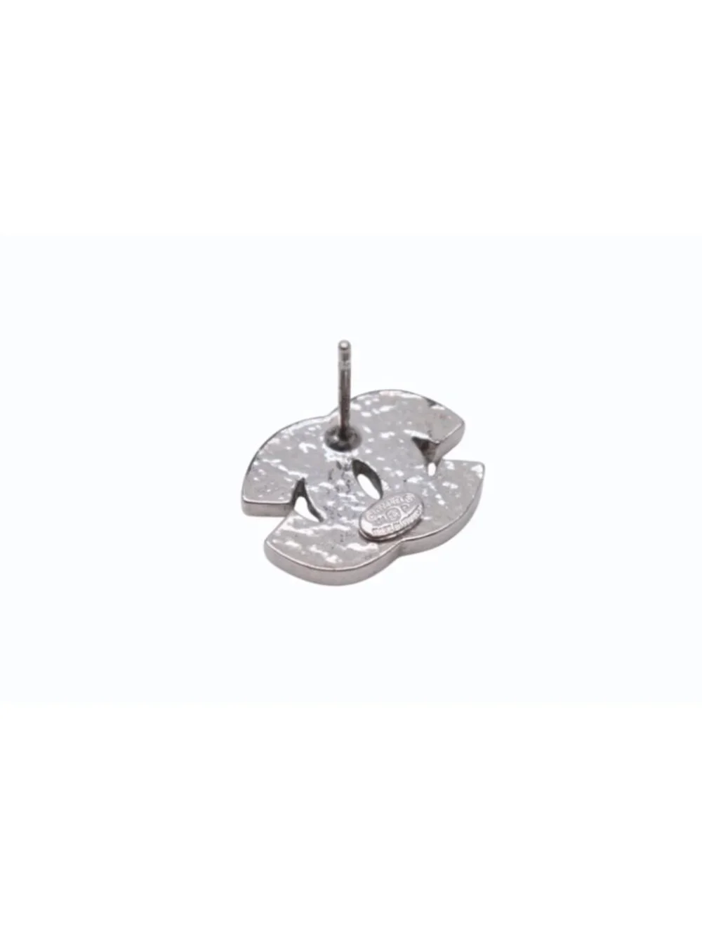 Chanel CC Logo Earrings Rhinestone Silver Color 01